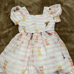 Mattel Barbie Pink and White Striped Dress Size 3T